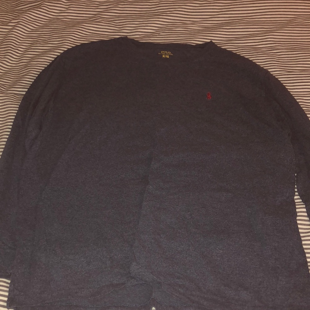 Navy Heather Polo Ralph Lauren Long Sleeve Tee